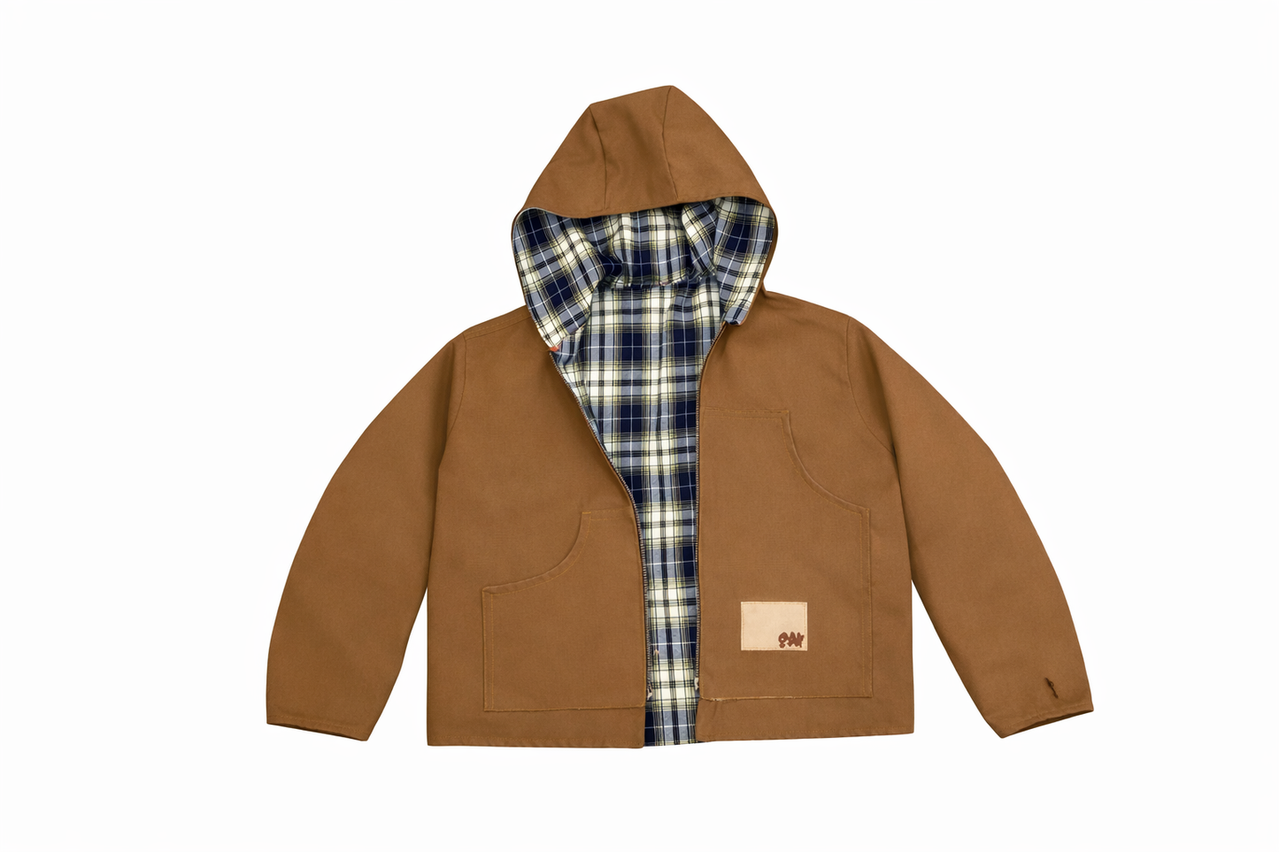 Hooded flannel work jacket